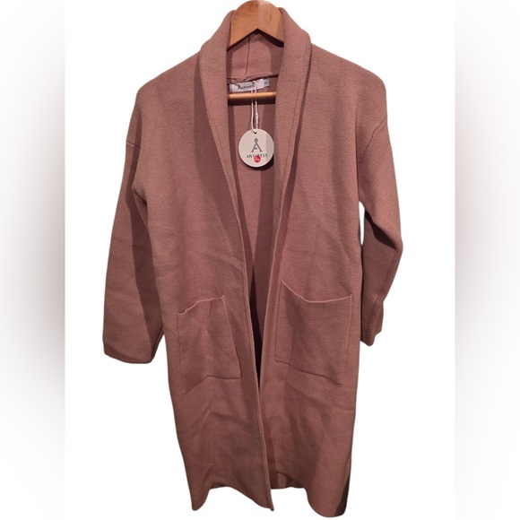 anrabess Sweaters - ANRABESS Dusty Rose Long Open Front Cardigan | Size S | NWT